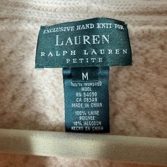 Ralph Lauren Exclusive Hand Knit 100% Wool Sweater Horn Toggle Buttons Petite M - Picture 10 of 16